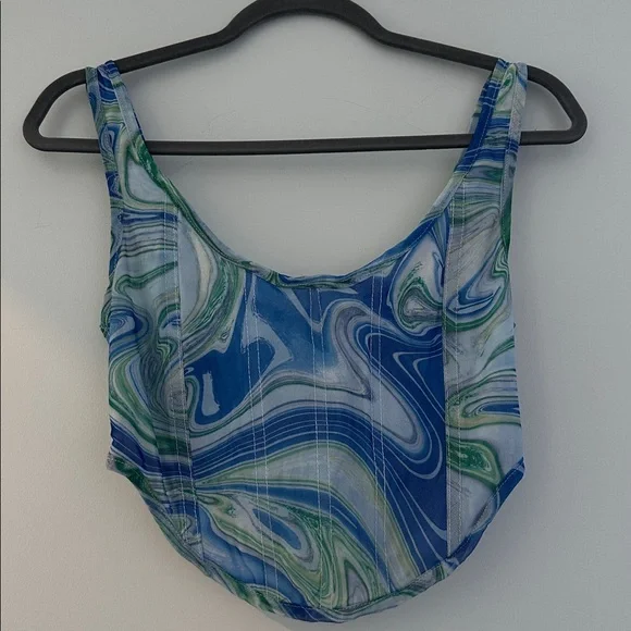 BY.DYLN Suki Corset in Blue Print - Picture 4 of 5